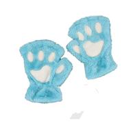 HUIJIQX Kawaii Gants de chat tendance pour femme avec patte de chat - Mitaines en peluche chaudes et douces - Mitaines courtes d'hiver épaisses (bleu)