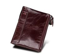 HUIJIQX Porte-monnaie Porte-monnaie Nouveaux Portefeuilles Vache Véritable Personnalisé Porte-cartes Court Cuir Homme Portefeuille Marque Homme Portefeuille, rouge/marron, Taille unique