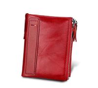 HUIJIQX Porte-monnaie Porte-monnaie Nouveaux Portefeuilles Vache Véritable Personnalisé Porte-cartes Court Cuir Homme Portefeuille Marque Homme Portefeuille, Rouge, Taille unique