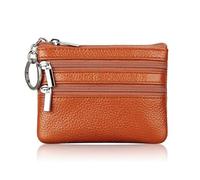 HUIJIQX Portefeuille tendance en cuir pour femme avec fermeture éclair une/deux fermetures éclair, 2 fermetures éclair marron, Taille unique