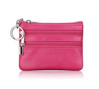 HUIJIQX Portefeuille tendance en cuir pour femme avec fermeture éclair une/deux fermetures éclair, 2 fermetures éclair Rose vif, Taille unique