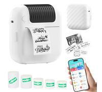 HuiJuKeJi Étiqueteuse Bluetooth sans fil pour iOS et Android, mini imprimante d'autocollants sans encre avec 5 rouleaux de ruban, imprimante thermique portable à plusieurs modèles pour étiquettes de