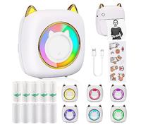 HuiJuKeJi Mini Imprimante de Poche Mini Imprimante Photo pour Smartphone Autocollant Imprimante Thermique pour Journal Voyage Logo Notes Liste Mémo (LED White)