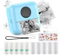 HuiJuKeJi Mini Imprimante de Poche Mini Imprimante Photo pour Smartphone Autocollant Imprimante Thermique pour Journal Voyage Logo Notes Liste Mémo (Blue)