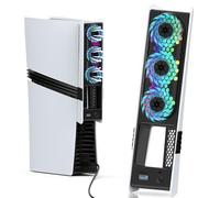 HUIJUTCHEN Ventilateur de refroidissement RVB pour PS5 Slim & PS5 Pro - 3 modes (faible/haut/vitesse automatique), triple ventilateur turbo avec LED colorée, port USB 3.0 compatible avec PlayStation 5