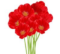HUIKJI Lot de 10 coquelicots artificiels en PU/latex au toucher réaliste pour mariage, vacances, décoration d'intérieur