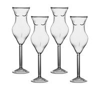 HUIKJI Lot de 4 verres à vin fantaisie pour femme nue - Verre à whisky en cristal transparent pour le corps humain - Tasse créative unique et sexy en forme de corps - Pour maison, fête, bar