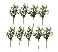 HUIKJI Lot de 9 branches de feuilles d'olivier artificielles vertes - Pour la maison, le bureau, la décoration de mariage