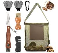 HUIKUANGEU Couteau à Champignons avec Brosse,Sac de Cueillette de Champignons,Couteau mycologique,pour Les Cueilleurs de Champignons,Camping,Randonnée