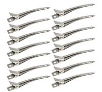 Huilanshuo 24-piece duck-bill hair clips, 3.5-inch rust-proof metal alligator clips with holes, suitable for hair styling and dyeing, silver color.