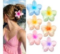 Huilanshuo Pearl-glass Hawaiian flower hairpin, 3.14-inch large egg flower clip, highly slip-resistant, peony flower hairpin, beach vacation style hair accessory.