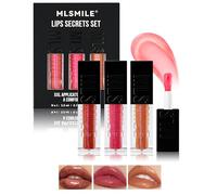 Huile à Lèvres Brillant-3PCS Huile à Lèvres Plumping Non Collante, Soin hydratant pour les lèvres Lip Gloss, tinted Glow Reviver lip oil, Cadeau Rouge à lèvres Liquide pour Noël Saint Valentin-setB