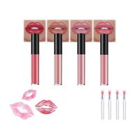 Huile à lèvres teintée, nouvelle huile à lèvres 2025, rouge à lèvres texture crème, hydratation longue durée, application douce, mat, léger et non lourd avec un pinceau à lèvres(Set-A)