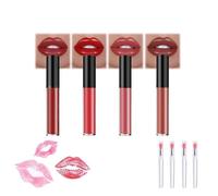 Huile à lèvres teintée, nouvelle huile à lèvres 2025, rouge à lèvres texture crème, hydratation longue durée, application douce, mat, léger et non lourd avec un pinceau à lèvres(Set-B)