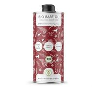 Huile alimentaire pour chiens 1 Litre - 100% Huile BARF Bio - Naturelle et Végétalienne - À base d'huile de lin, d'huile d'onagre, d'huile d'olive, de pépins de courge, de chia - Avec Oméga 3-6-9