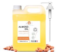 Huile Amande Douce Bio, Pressée à Froid, Pure. Huile de Massage Professionel, Huile pour Cheveux et Cils, Hydratant Corps(Mains, Ongles), Visage (Anti-âge), Vergetures Grossesse - 2000 ml 2 L