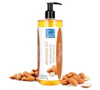 Huile Amande Douce, Pressée à Froid, Pure et Authentique, Prévention Vergetures Grossesse, Hydratante Peau Sèche, Démaquillant Naturel, Soin Cheveux, Couleur Orange Or, 200 ml Pompe doseuse pratique