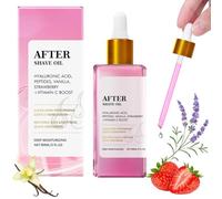 Huile Après Rasage Fraise Vanille, Huile Epilation Rasage, Soft Huile Après-rasage Apaiser Le Feu Du Rasoir With Hyaluronic Acid & Peptides To Soothe RazorBurn 90ml (A)