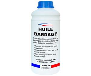 Huile Bardage - Codeve Bois/Incolore - 1L - Intérieur/extérieur - Pour La Protection De Votre Bardage En Pin, Sapin, épicéa Ou Douglas.
