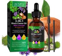 Huile capillaire 3 en 1 Huile de ricin + Huile de lavande + Huile d'argan pour la peau et les cheveux Bio Vegan