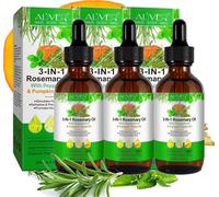 Huile capillaire 3 en 1 Huile essentielle de romarin Huile de menthe Huile de pépins de courge Cheveux Cils Bio Vegan, 3x 60ml