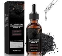 Huile capillaire au sésame noir, huile capillaire densifiante, extraits de sésame noir et de romarin, douceur sans rinçage, pour réparer les cheveux abîmés et secs.,1pc