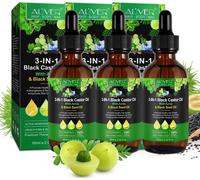 Huile capillaire Soins capillaires Huile essentielle de ricin Huile d'amla Huile de cumin noir 3 en 1 Peau Cheveux Bio, 3x 60ml