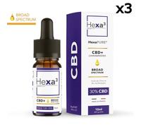 Huile Cbd Hexapure, Chanvre Bio, Broad Spectrum 30% / 3000mg, Sans Thc (10ml) 3 Flacons
