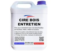 Huile Cire - Codeve Bois - 5 L - Intérieur - Incolore Pour Huiler Et Cirer Votre Bois Feuillu En Frêne, Bouleau, Acacia Ou Chêne.