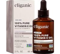 Huile Cliganic 100% pure à la vitamine E pour la peau, les cheveux et le visage - 60 000 UI, vérifiée sans OGM | D-alpha tocophérol naturel