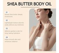 Huile corporelle au beurre de karité avec vitamine E et huile d'amande - Hydratant profond pour peaux sèches et sensibles, nourrissant et hydratant pour une peau sèche et éclatante (8 bouteilles)