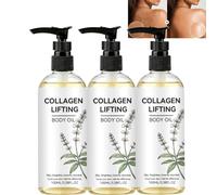 Huile corporelle au collagène - Huile corporelle raffermissante et hydratante pour raffermir la peau, éclatante, liftante, éclaircissante, lissante Huile sèche scintillante pour peau crépue (3PCS)