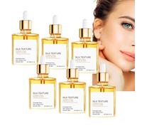 Huile corporelle hydratante et éclaircissante en soie - Élixir léger et raffermissant pour le visage et le corps, huile éclat non grasse hydratante en profondeur, améliore la texture et le (6pcs)
