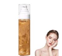 Huile corporelle, large spectre SPF 50, lotion solaire scintillante avec paillettes de mica, hydratant léger et non collant à la noix de coco, hydratant pour le visage (03# Ambre)