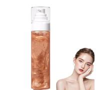 Huile corporelle, large spectre SPF 50, lotion solaire scintillante avec paillettes de mica, hydratant léger et non collant à la noix de coco, hydratant pour le visage (02# Or rose)