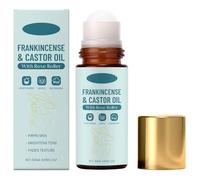 Huile corporelle roll-on à l'encens et à l'huile de ricin - Raffermissante et illuminatrice, 50 ml, flacon en quartz rose, pour les jambes, les bras et le ventre