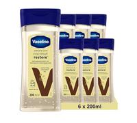 Huile corporelle Vaseline Intensive Care Coconut Restore pour une peau saine et hydratée. Gel-huile corporel régénérant à base d'huile de noix de coco 100% pure, (6 x 200ml)