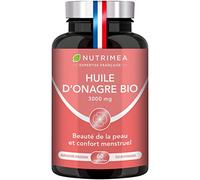Huile d’Onagre BIO - 3000 mg dont 270 mg de GLA - Pression à Froid - 100% Naturel - Confort Prémenstruel et Beauté de la Peau - Qualité Premium - 60 Capsules - Nutrimea - Fabriqué en France