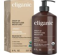 Huile d'argan biologique cliganique 8 oz avec pompe 100% pure - pour le visage et la peau des cheveux (l'emballage peut varier)