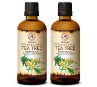 Huile de Arbre à Thé 200ml - Huile Essentielle Naturelle Tea Tree 2x100ml - Melaleuca Alternifolia - Australie - Pur et Naturelle - Idéale pour Beauté - Relaxation - Massage - Lampe à Parfum