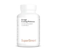 Huile de Bourrache et d’Onagre + Vit E - Peau Éclatante - Hydratation en Profondeur - Huiles pressées à froid - Confort prémenstruel - 300 mg de GLA - 120 gélules faciles à avaler - Vegan - SuperSmart
