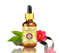 Huile de camélia pure Deve Herbes (Camellia kissi) avec compte-gouttes en verre 100% naturel de qualité thérapeutique pressée à froid 15ml (0,50 oz)