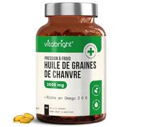 Huile de Chanvre en Gélules | 210 gélules - 2-3 Mois | 100% Pur Grains de Chanvre Pressé à Froid | Riche en Oméga 3, 6 et 9 | VitaBright Hemp Seed Oil