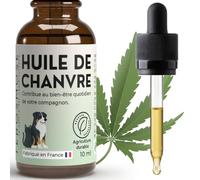 Huile de Chanvre pour Chiens & Chats | Complément Alimentaire Calme & sérénité | Pressée à Froid | Riche en Oméga 3 & 6 | 100% Naturelle sans THC | Fabriquée en France | 10ml | Laboratoire Terosmose