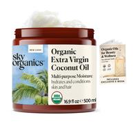 Huile de coco extra vierge biologique Sky Organics pour cheveux et peau 100 % pure et pressée à froid Certifiée biologique par l'USDA pour hydrat