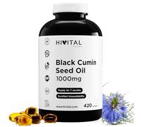 Huile de Cumin Noir 1000 mg. 420 capsules pour 7 mois de traitement. Huile Naturelle de Nigelle Égyptienne Pressée à Froid avec 55% d'Acide Linoléique. Black Seed Oil. Fabriqué en Europe par HIVITAL