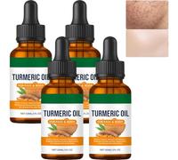 Huile de curcuma pour le visage et le corps, sérum éclaircissant pour la peau, correcteur de taches brunes, uniformise le ton, nourrit en profondeur, essence de massage hydratante (4 pièces)