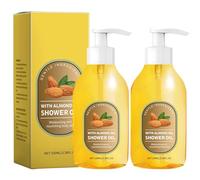 Huile de douche corporelle à l'amande et à la vitamine E, gel douche hydratant et nourrissant, nettoyant doux, plus lisse et plus doux, apaisant et réparateur pour les peaux sensibles et sèches (2pcs)