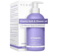 Huile de douche vitaminée - Soin naturel après la douche pour peau sèche, nettoyage et hydratation nourrissante, lotion non grasse pour le corps et les jambes à la lavande vanille, soin spa de luxe.