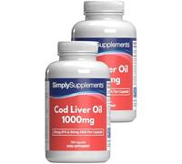 Huile de Foie de Morue Pure 1000mg | Soutient Cœur, Cerveau, Vision & Immunité | Riche en Oméga 3 | 240mg EPA et 270mg DHA par Portion | 360 Gélules | Fabriqué au Royaume-Uni